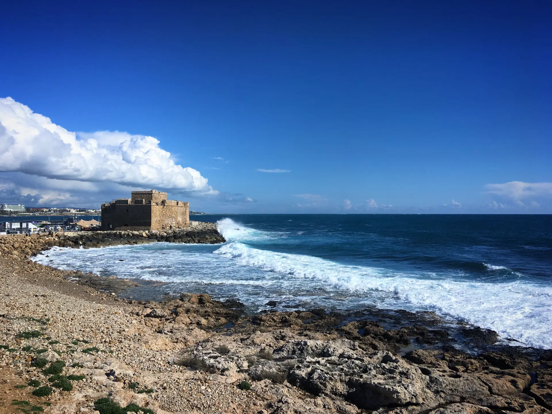 Paphos Castle on the rocky seafront