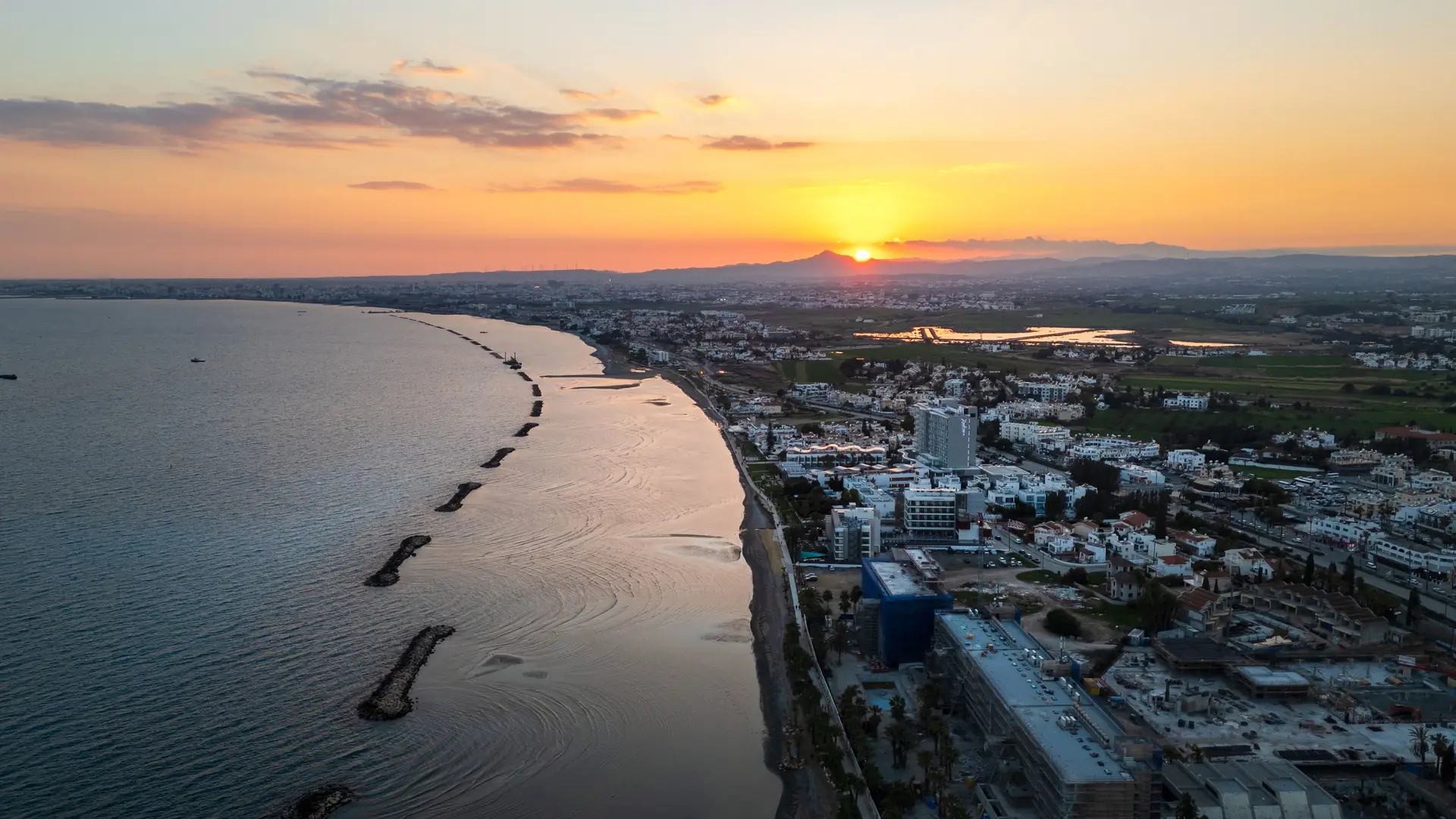 The Limassol coastline at sunset