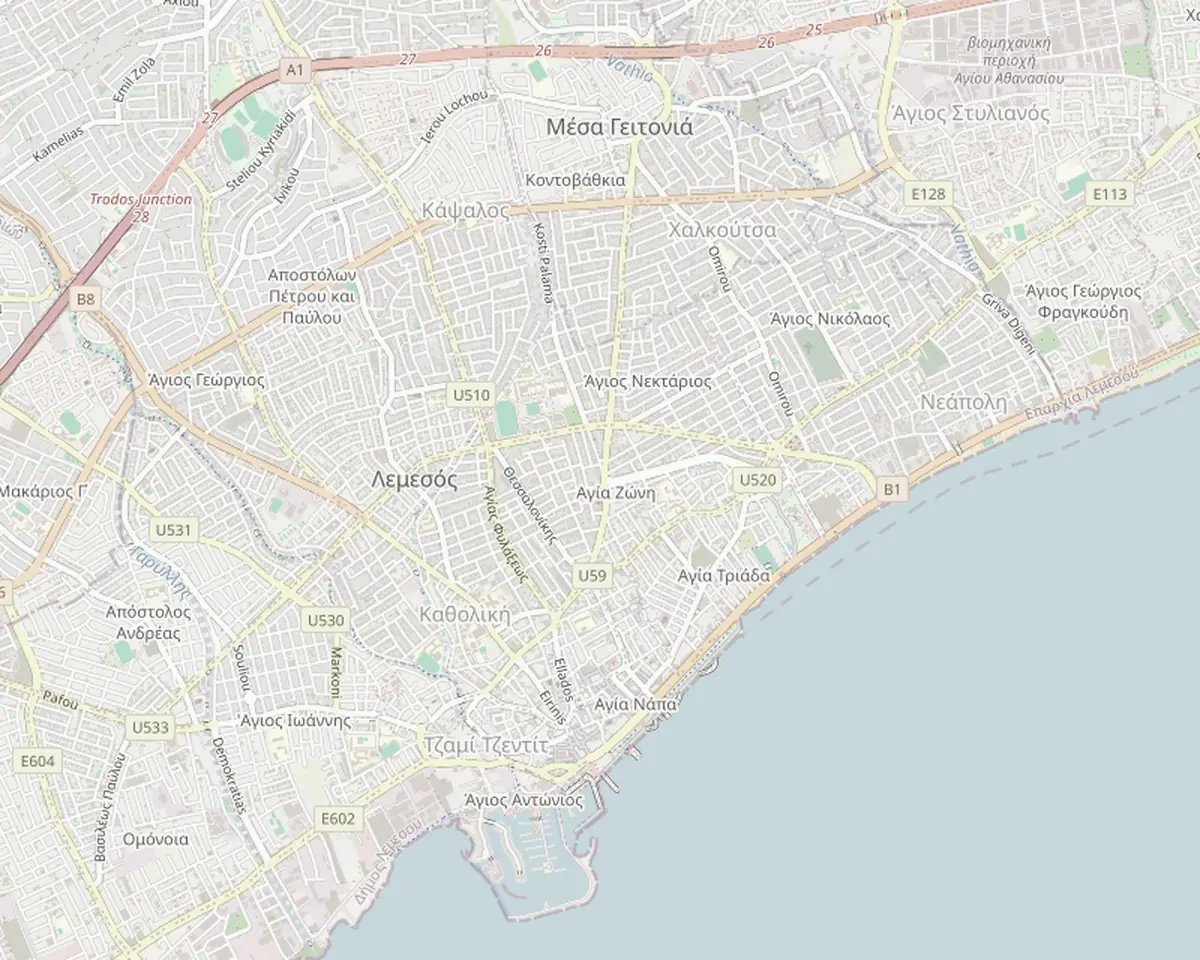 Map of Limassol showing the ATEX Developers office